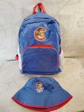 Cubs Clark's Crew Kids Blue Backpack and Matching Sun Hat Set